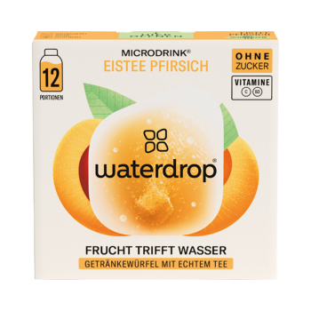 waterdrop Microdrink Eistee Pfirsich, Getraenkewuerfel mit echtem Tee, ohne Zucker, 25g